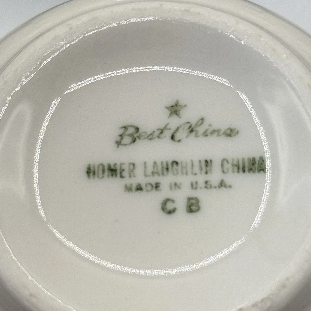 MCM Homer Laughlin Best China Airbrushed Teal Chili Bowl Set 8 60s Diner #661